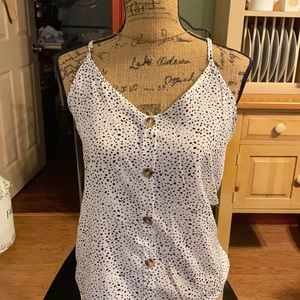 White with black dots cami top